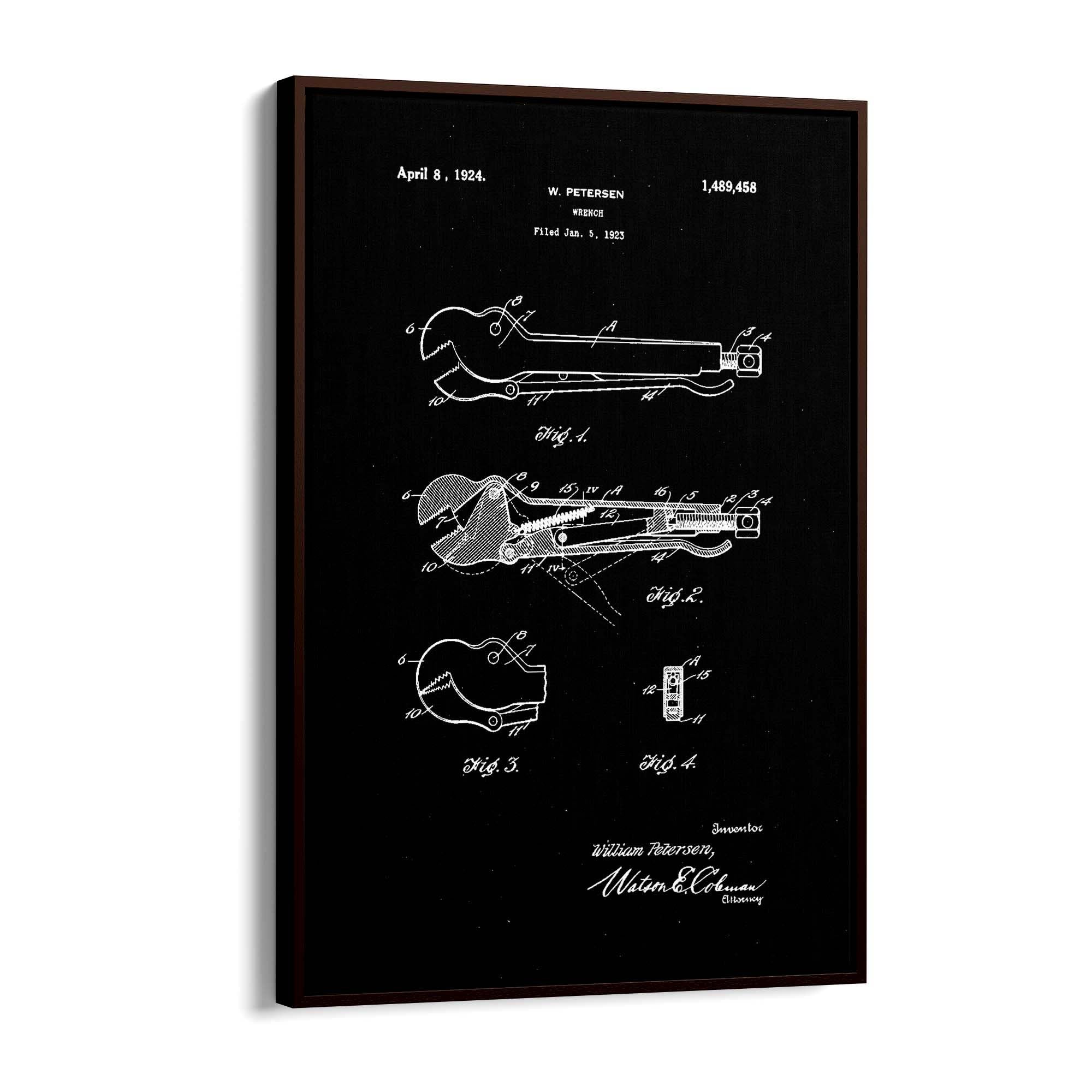 Vintage Wrench Tool Patent Wall Art #1 - The Affordable Art Company