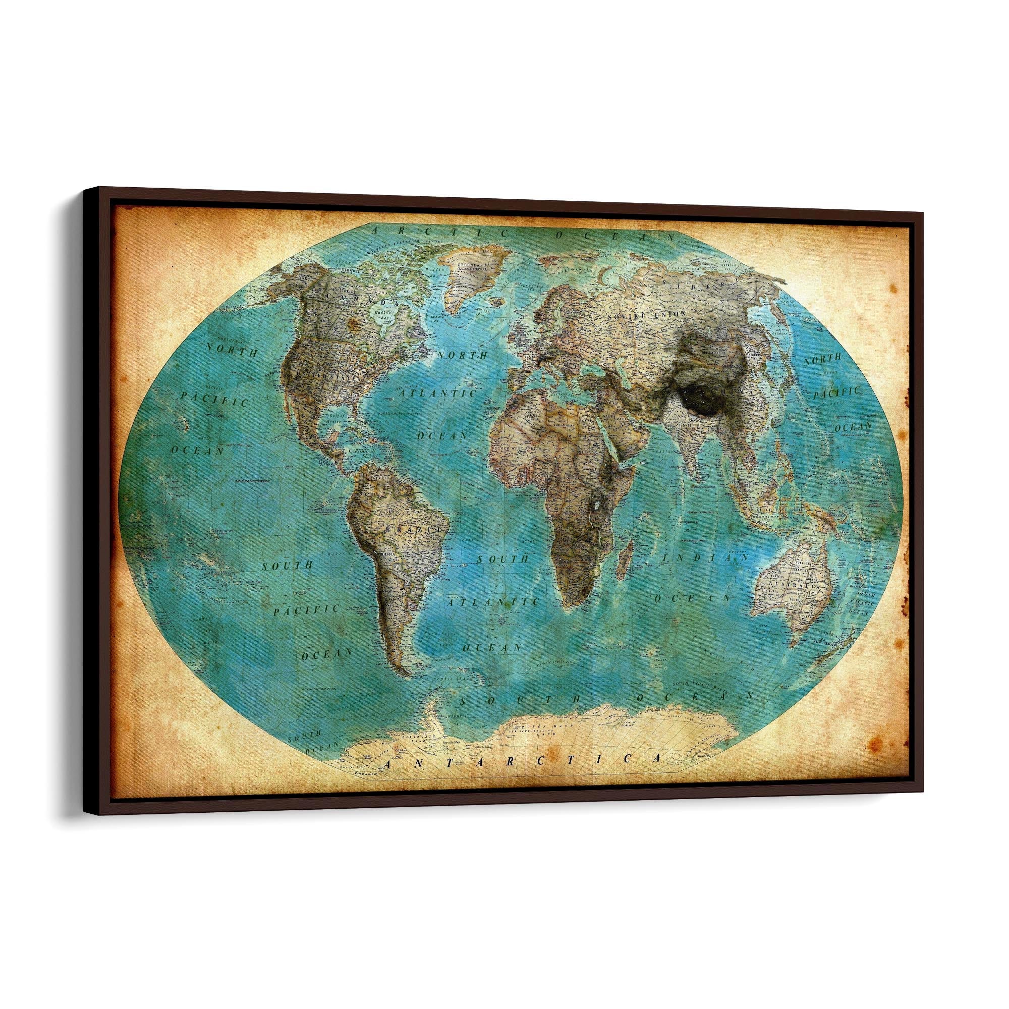 Vintage World Map Old Wall Art #5 - The Affordable Art Company