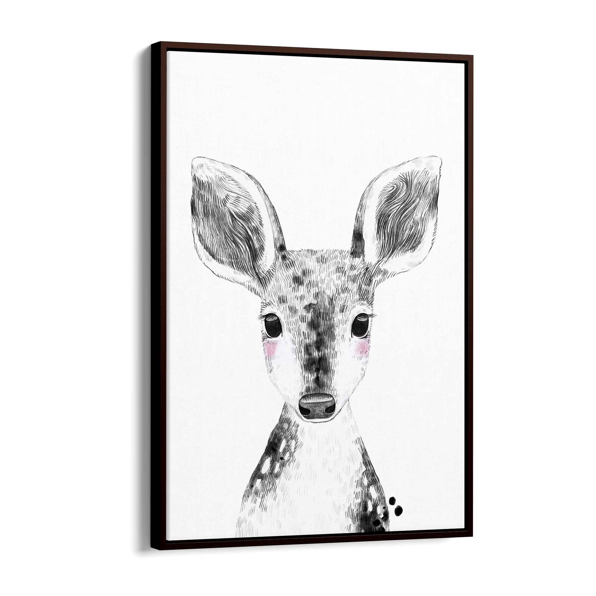 Cute Blushing Baby Deer Nursery Animal Wall Art - The Affordable Art Company