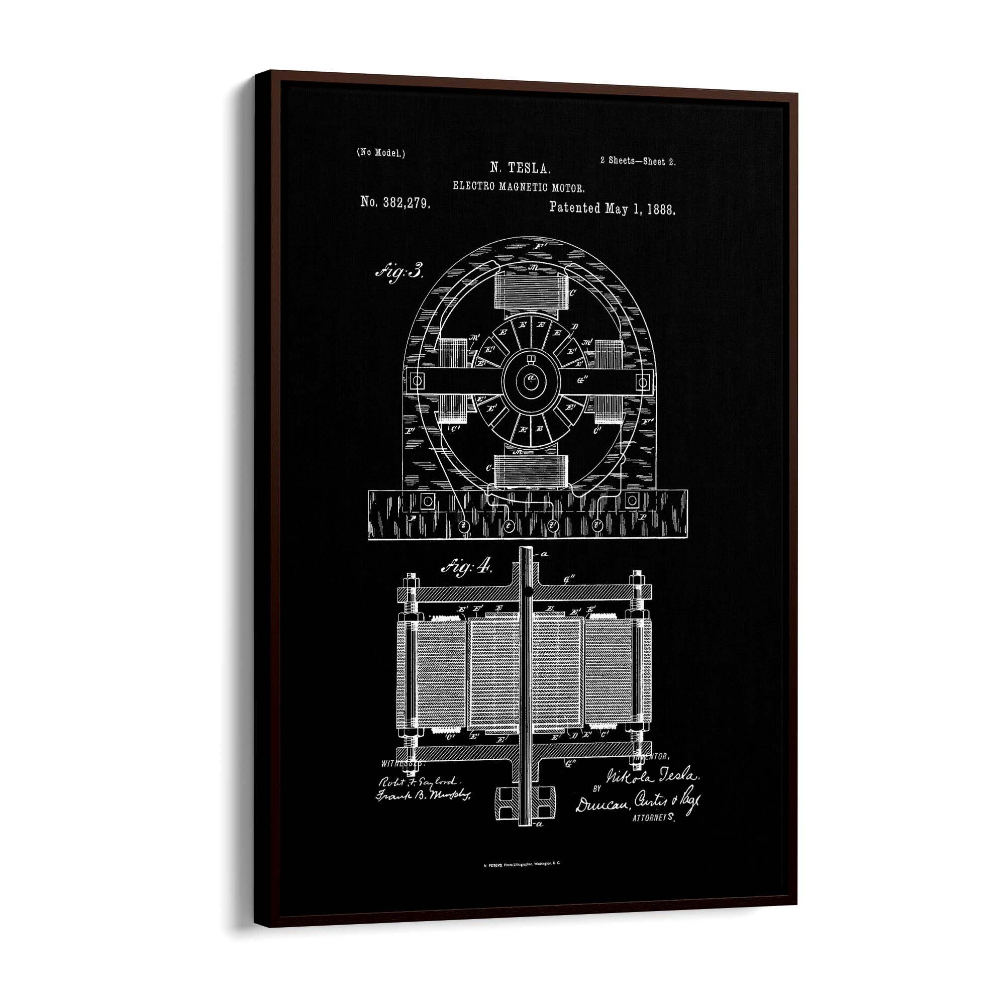 Vintage Electro Motor Patent Wall Art #1 - The Affordable Art Company