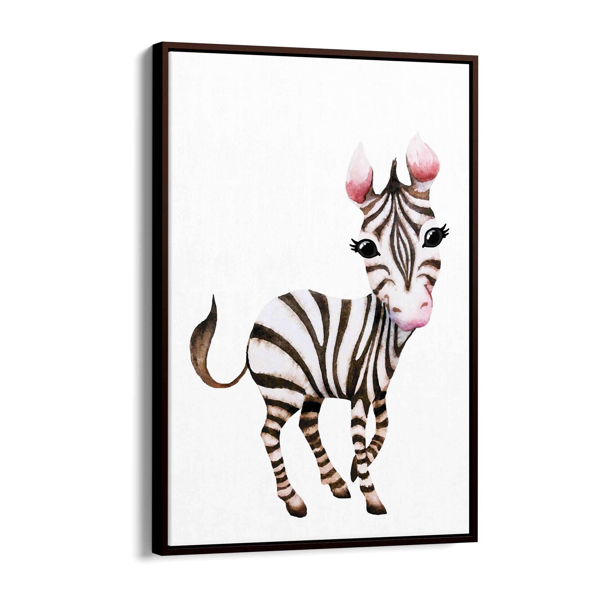Cartoon Zebra Cute Nursery Baby Animal Art #1 - The Affordable Art Company