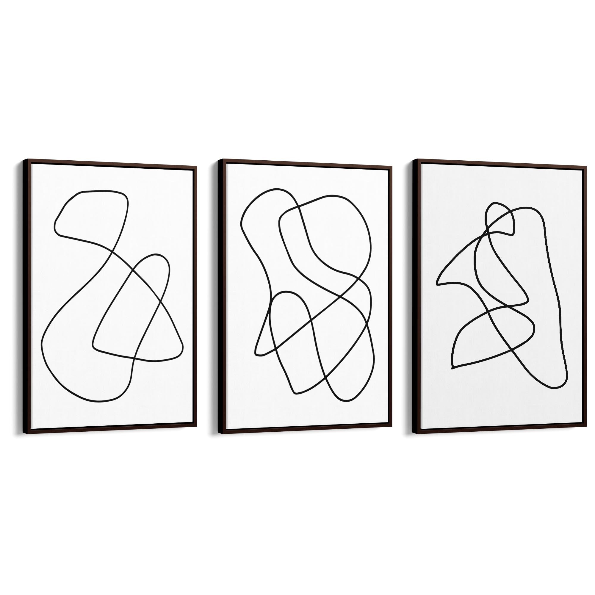 Set of Abstract Line Drawing Minimal Shape Wall Art #2 - The Affordable Art Company