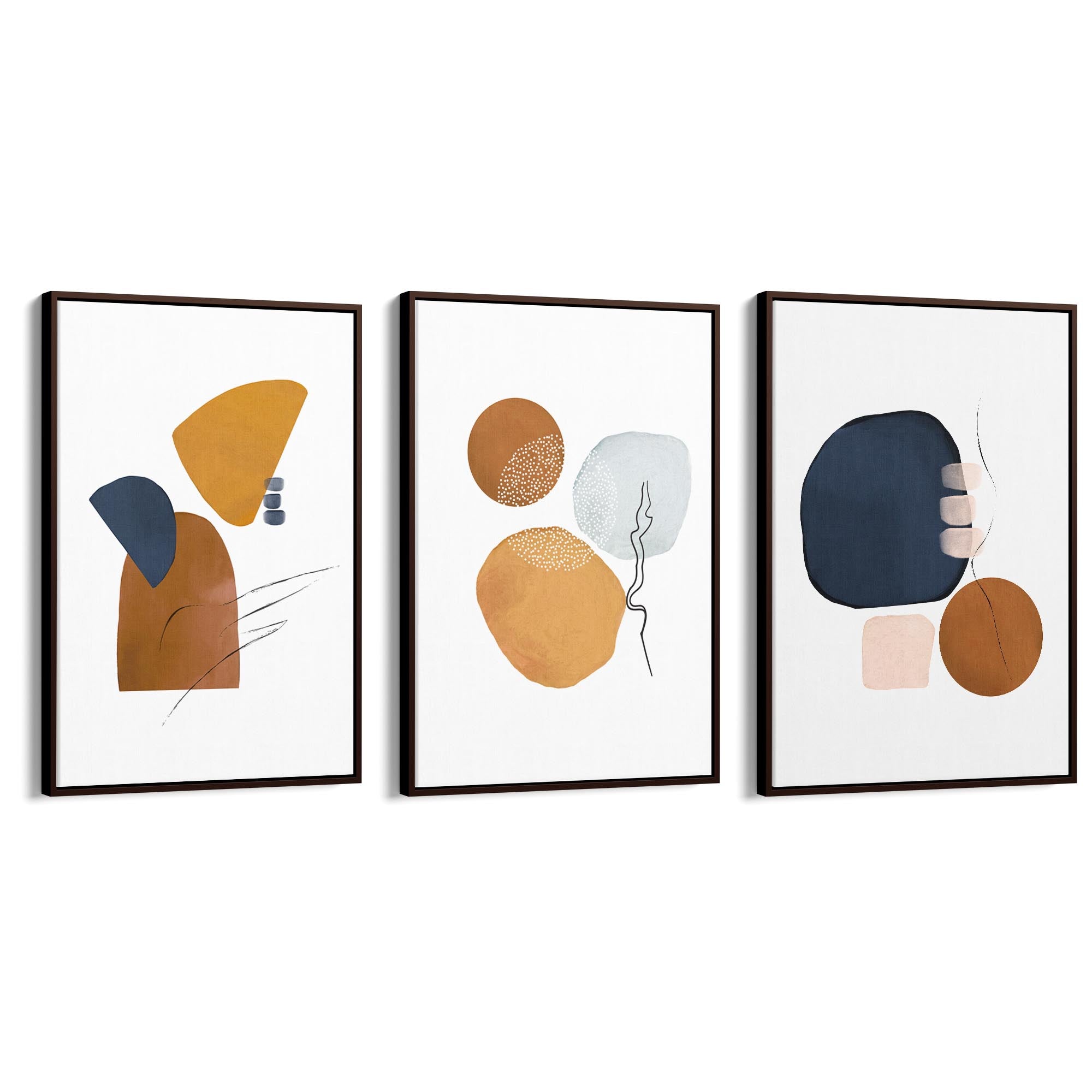 Set of Abstract Shape Minimal Blue Modern Wall Art #4 - The Affordable Art Company