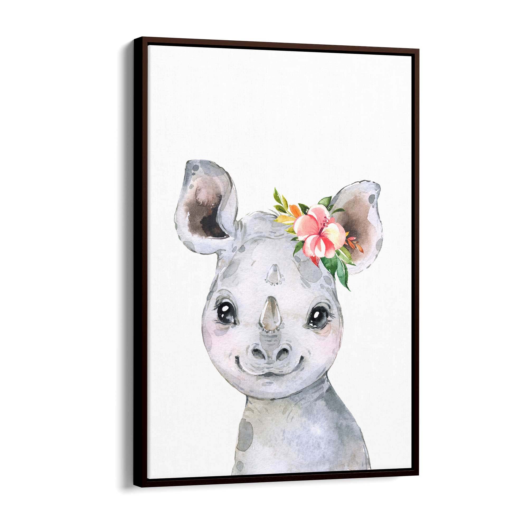 Cute Baby Rhino Nursery Animal Gift Wall Art - The Affordable Art Company