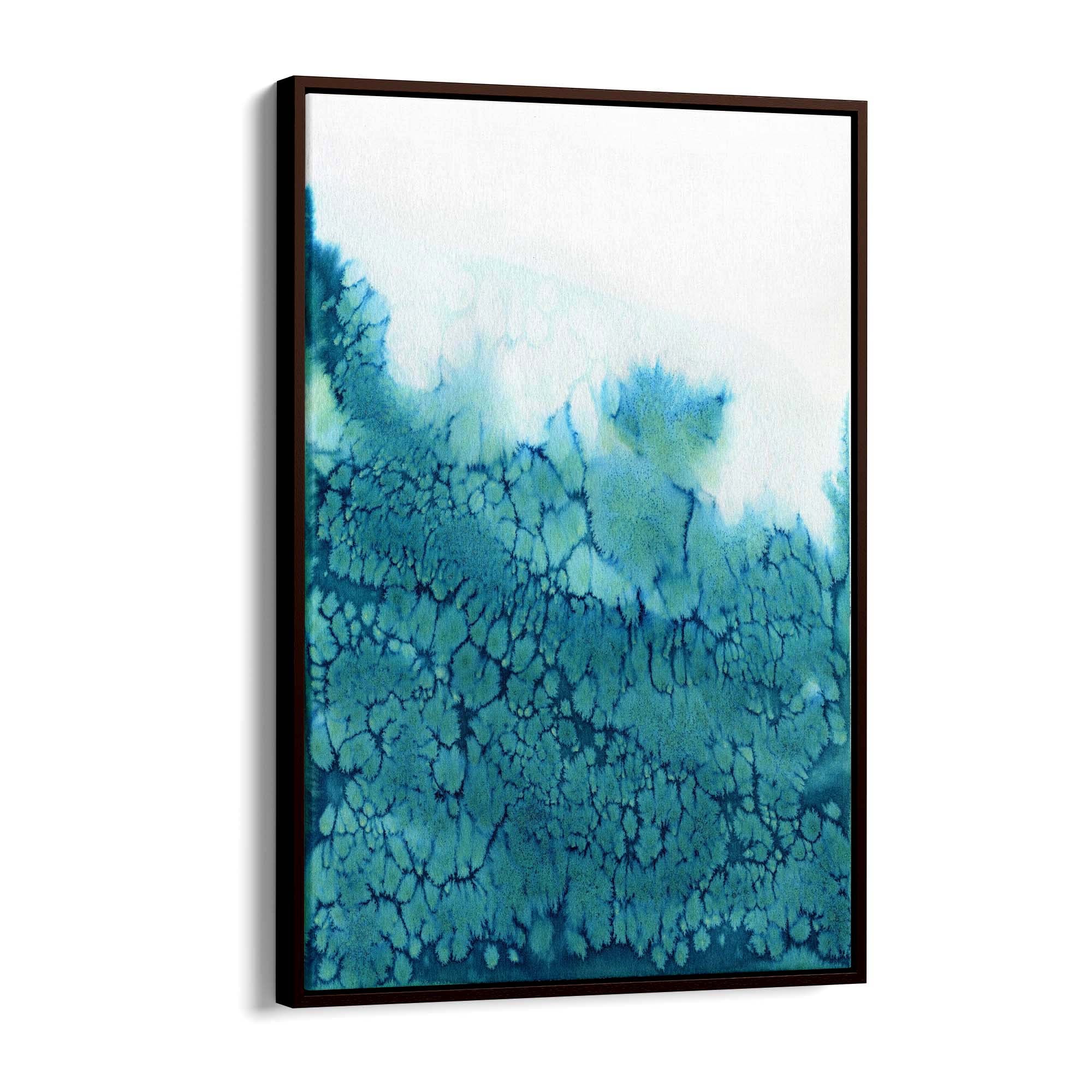 Teal Ink Minimal Ink Painting Blue Wall Art #3 - The Affordable Art Company