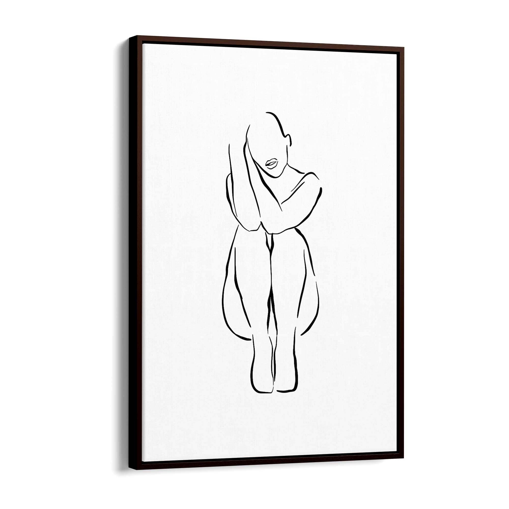 Posed Nude Female Body Minimal Drawing Wall Art #1 - The Affordable Art Company