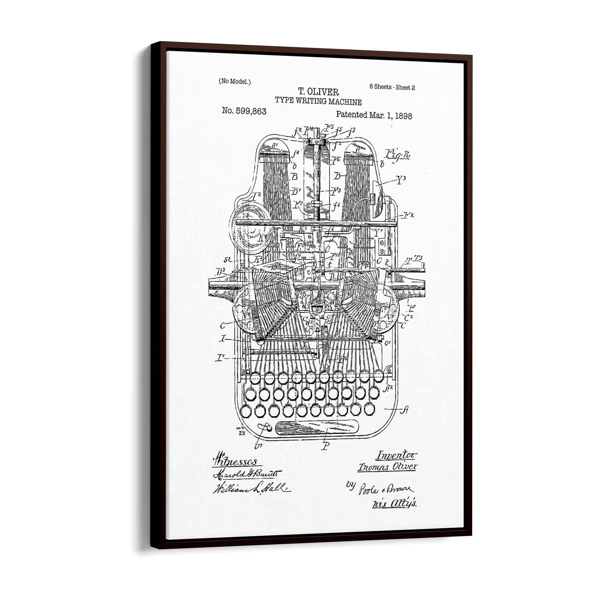 Vintage Typewriter White Patent Wall Art #1 - The Affordable Art Company